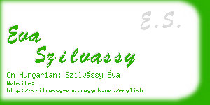eva szilvassy business card